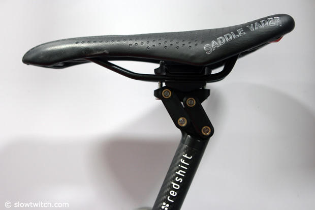 Fabric triathlon saddle with dual position post with seat