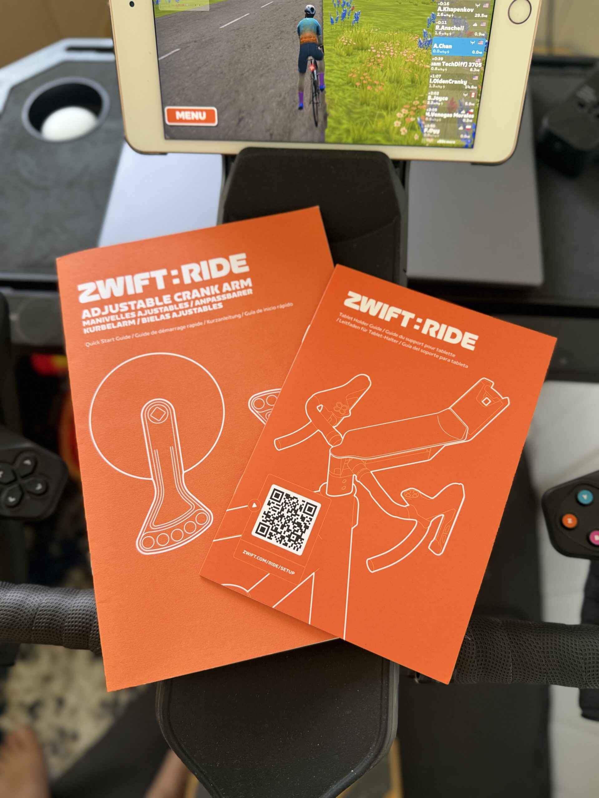 Zwift Adjustable Crank Arm and Tablet Holder upgrade kits fresh out of the box
