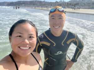 Post-swim at La Jolla Shores in San Diego wearing the Sumarpo Victory Men's Eco wetsuit
