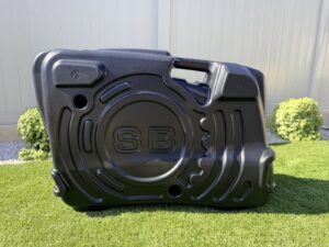 Shokbox Pro Edition bike travel case seen square on from the side